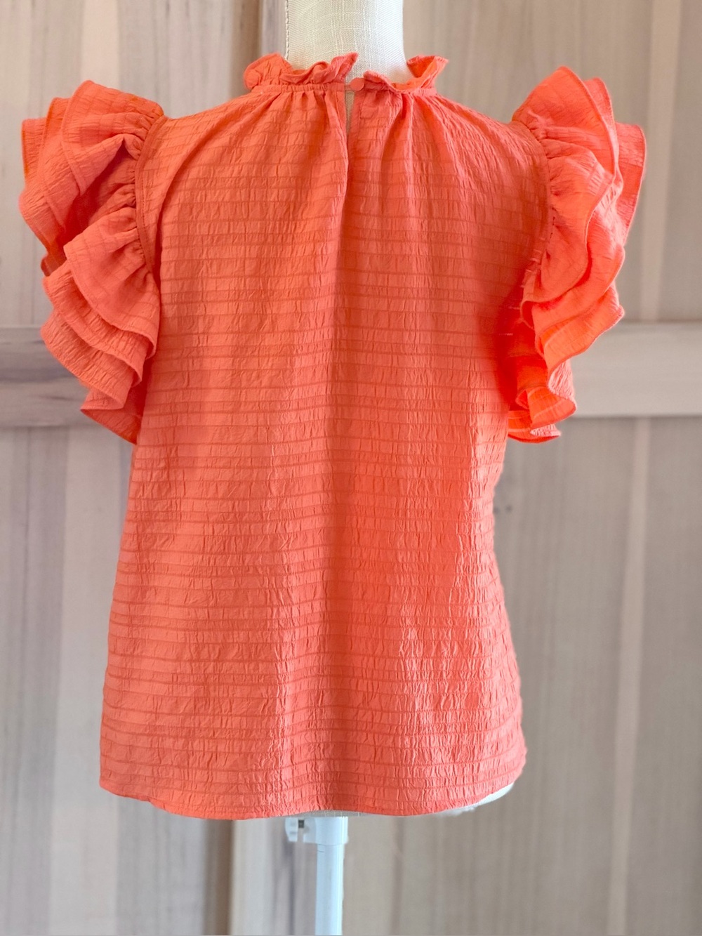 THML Coral/Orange Flutter Sleeve Blouse. Women’s Sz-S Dopamine | Feminine - Picture 3 of 9